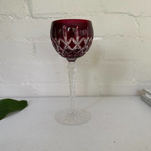Ajka Red Cut To Clear Arabella Crystal Wine Glass Vintage